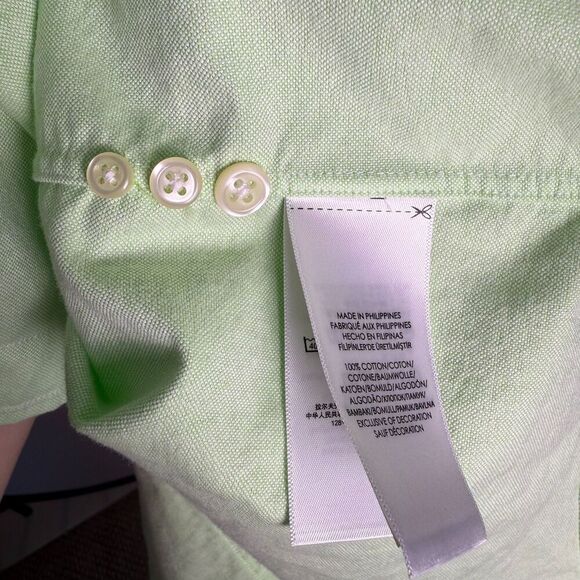 Ralph Lauren 100% Cotton Light Green Long Sleeve Button Down 17 36/37 Pony - Picture 11 of 13